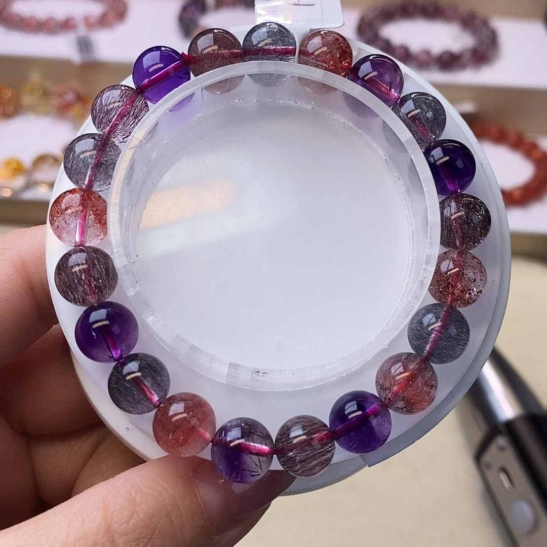 水晶手链未镶嵌黑加仑超七9+m