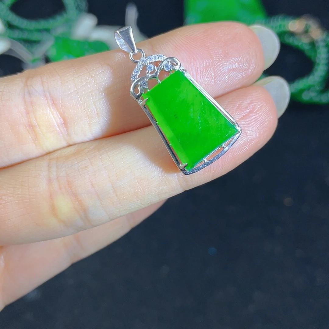 翡翠吊坠(不含链)银S925镶嵌
