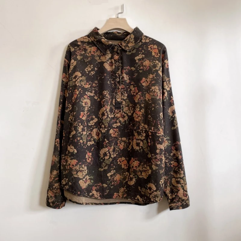 春季洋气印花百搭休闲衬衫长袖时尚气质宽松2025女士新款YX104996