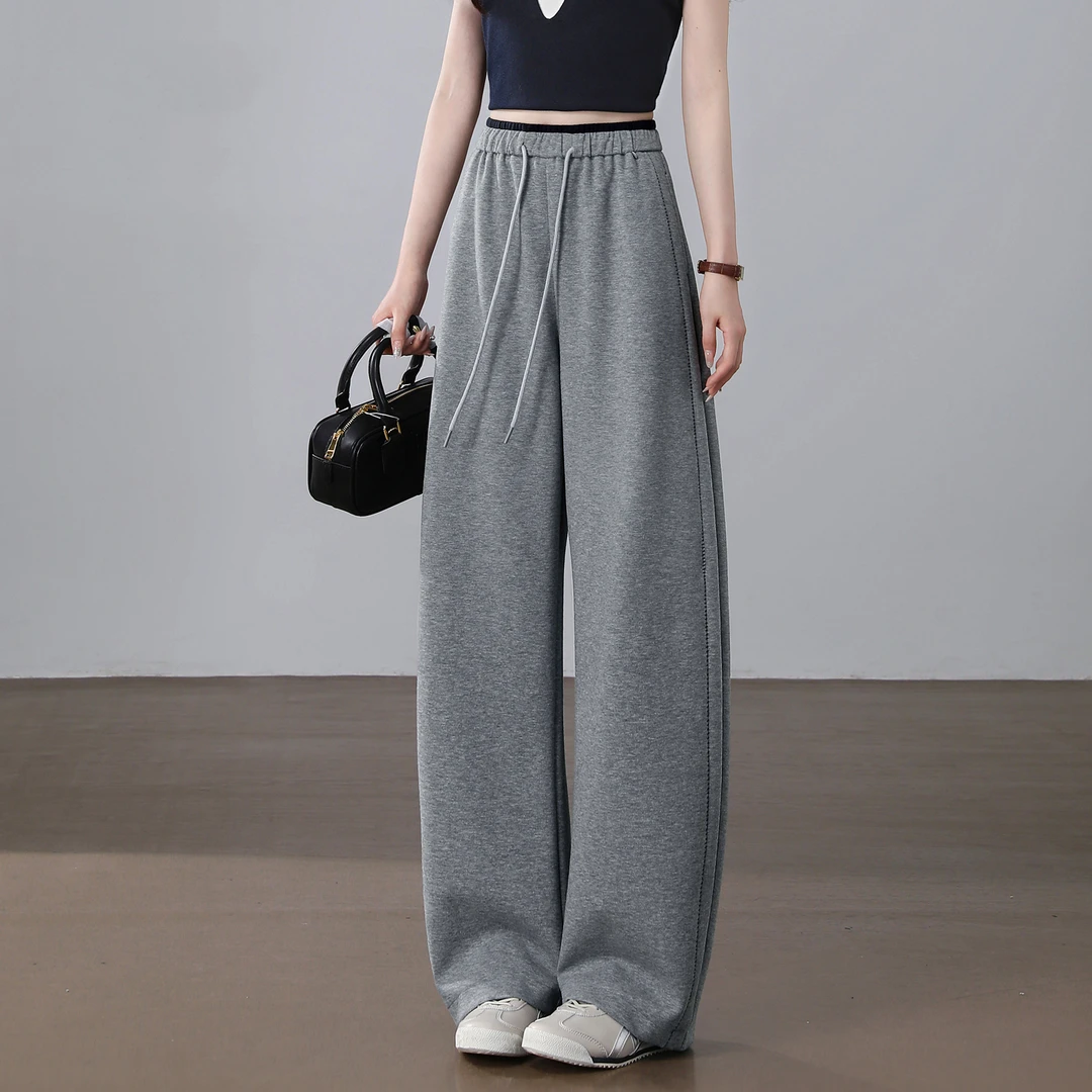 香蕉阔腿裤女2025年春秋季新款高腰垂感宽松直筒弯刀休闲运动卫裤
