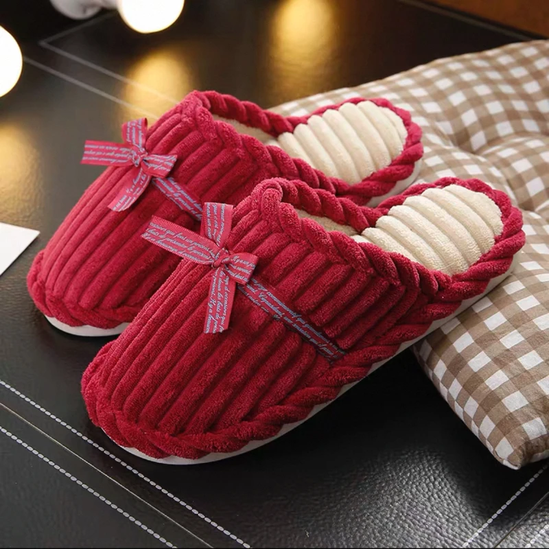 2025新款棉拖鞋女款冬季室内家居防滑厚底情侣灯芯绒保暖棉拖