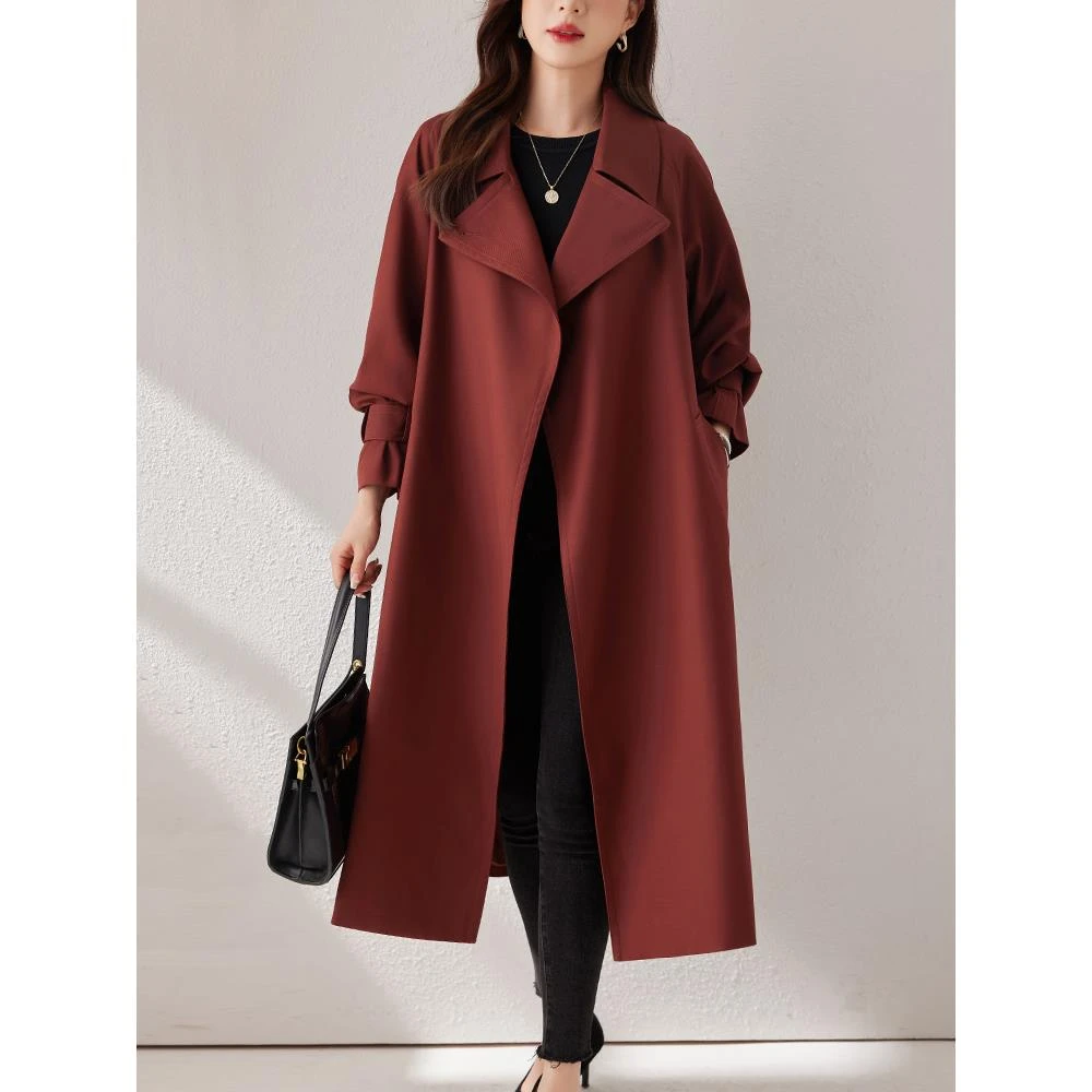 秋季新款流行漂亮大气风衣女高端大衣外套小个子橘色英伦风优雅