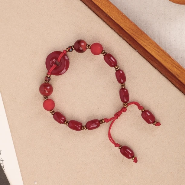 合金手链 LZ2688-1 怀业珠平安扣绳编琉璃手串