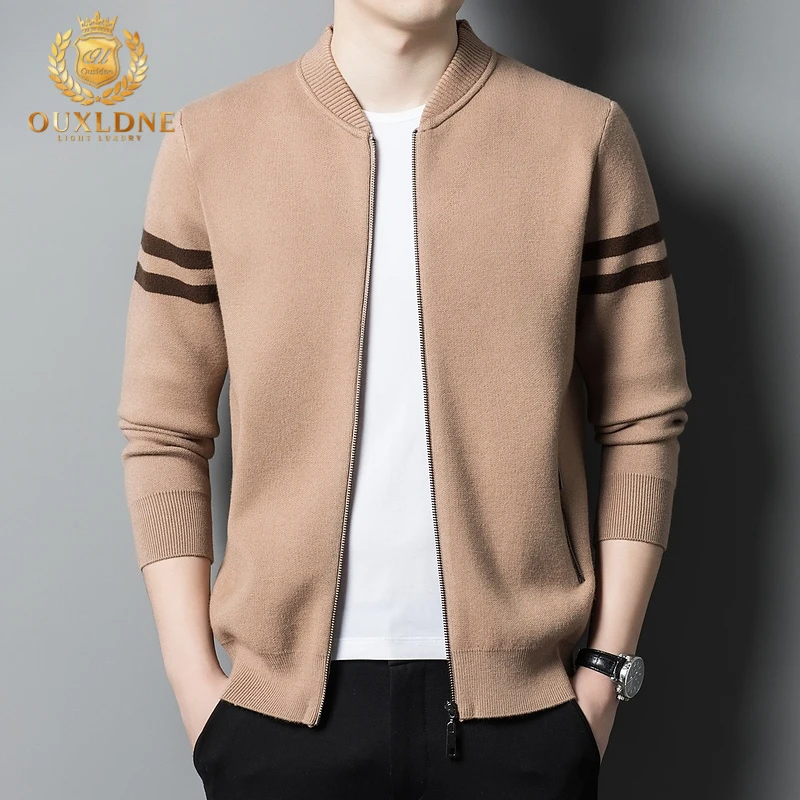 OUXLDNE开衫毛衣男士高档立领上衣2025秋冬新款休闲针织衫外套潮