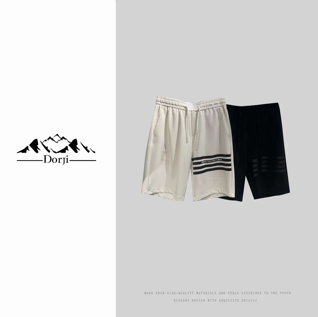 DORJI-男装-夏季休闲百搭四条纹直筒五分裤短裤