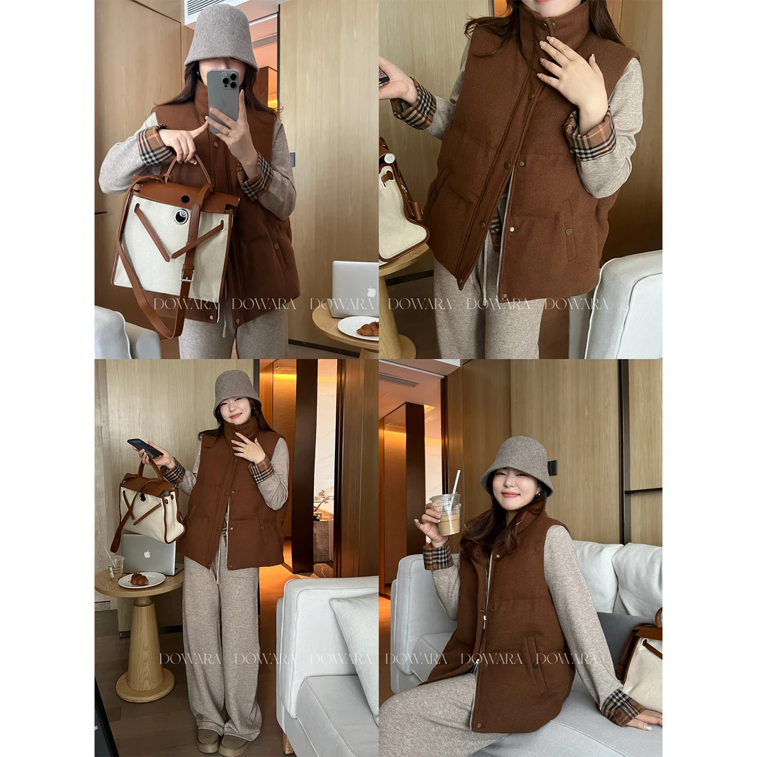 现货大婉酱微胖定制【柔盾马甲】韩系轻盈百搭简约棉服马甲女 2000D