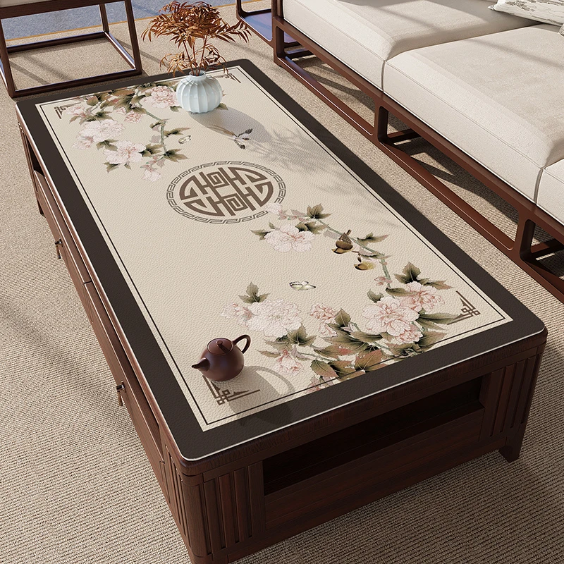 新中式客厅茶几垫桌布免洗防水防油餐桌垫桌面保护垫抗污皮革桌垫