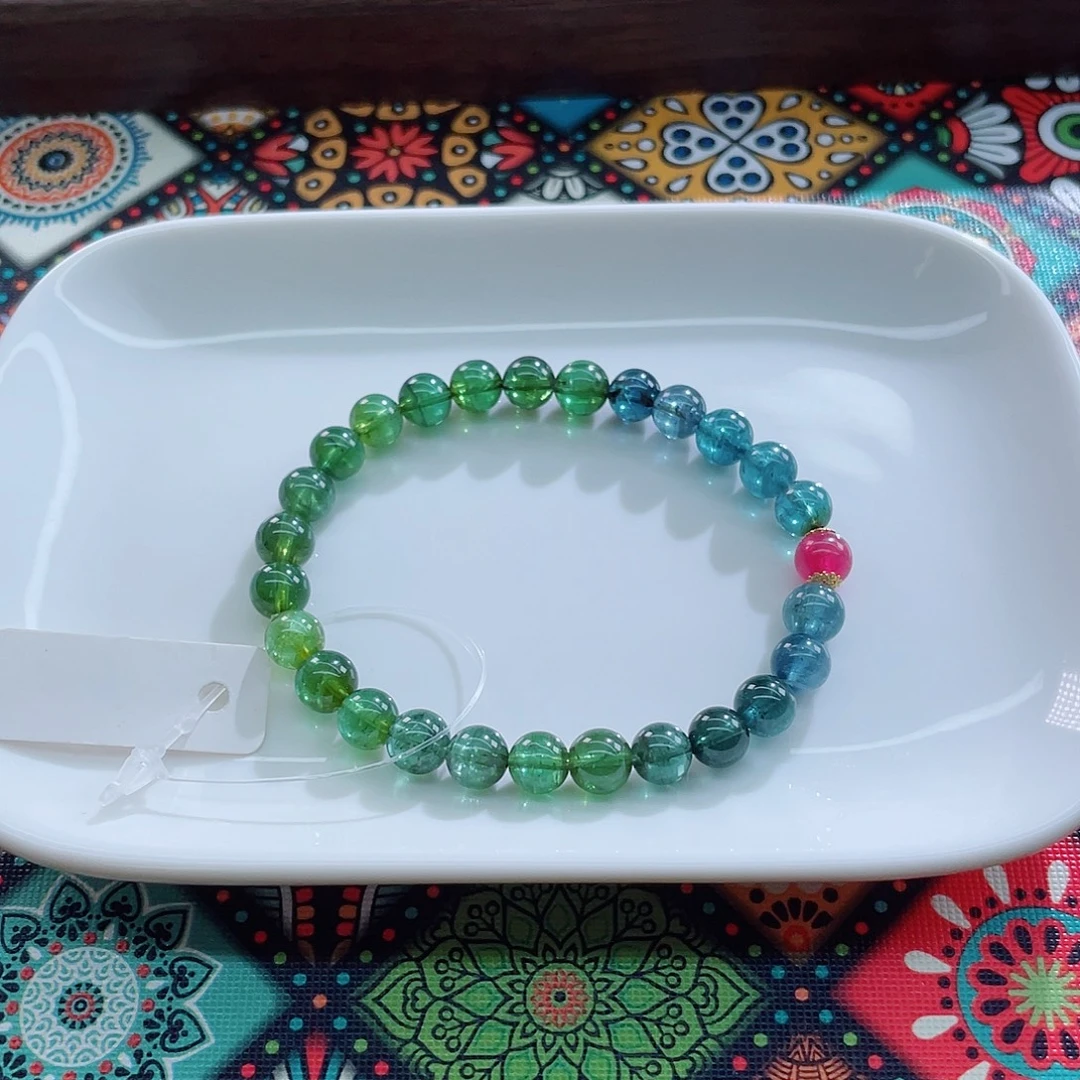 碧玺未镶嵌手链6.8mm左右