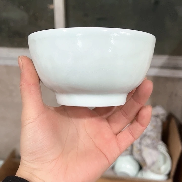 瓷片青白瓷4.5英寸米饭碗六个微瑕包邮