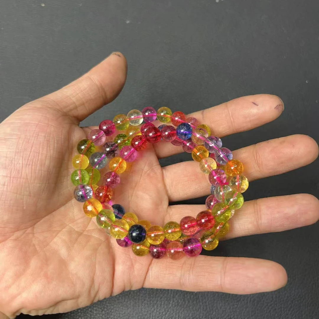 高冰玻璃体彩色爆花水晶多宝多圈手串 Y208—多样性发