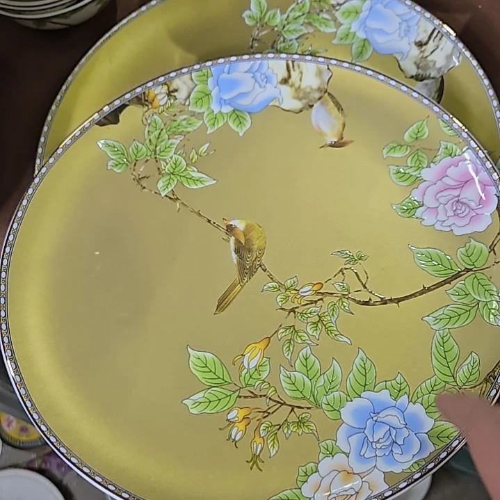 45%以上骨粉骨瓷瑕疵爆花或划痕琴瑟和鸣10寸2个大盘6666