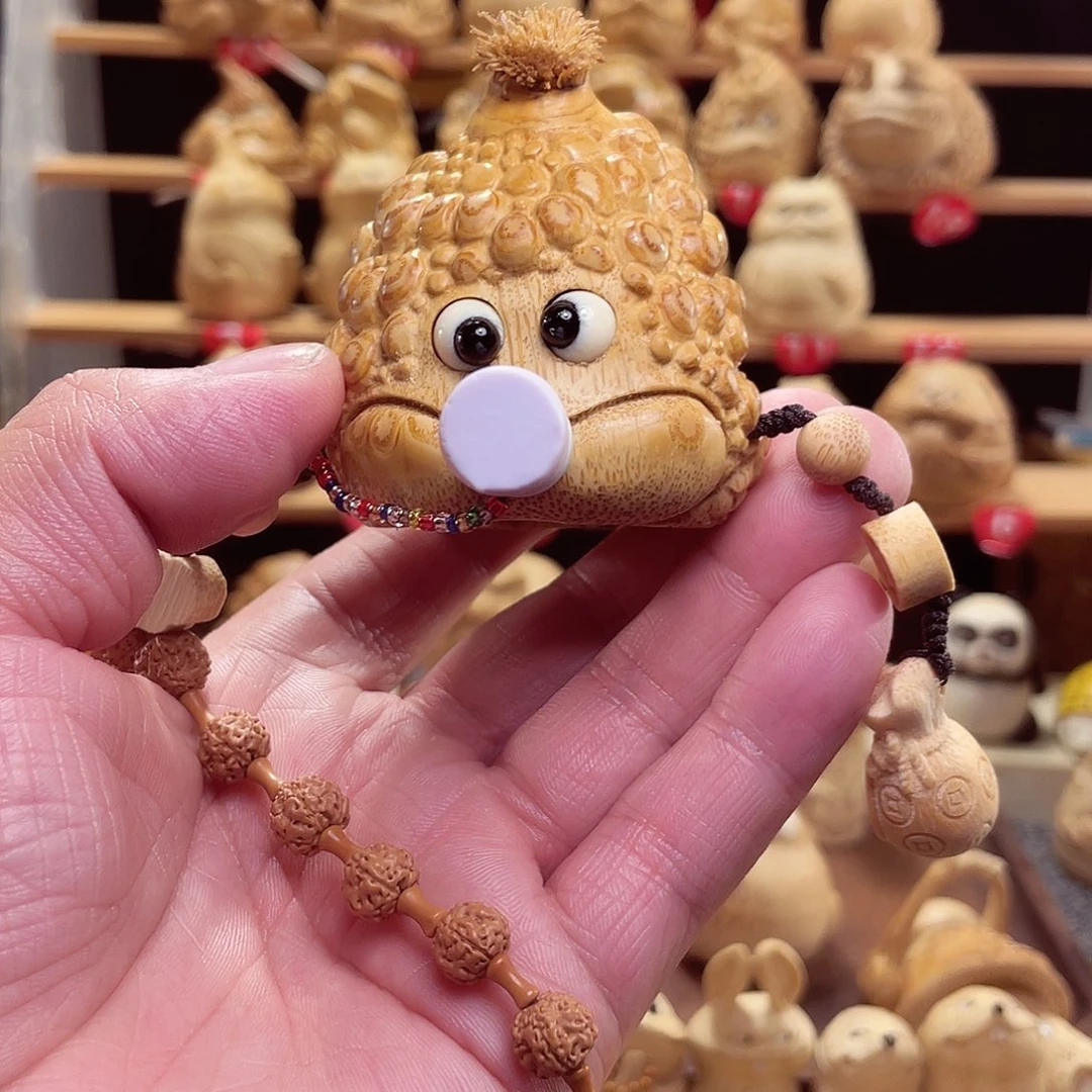 暮***云竹竹根雕金蟾手把件