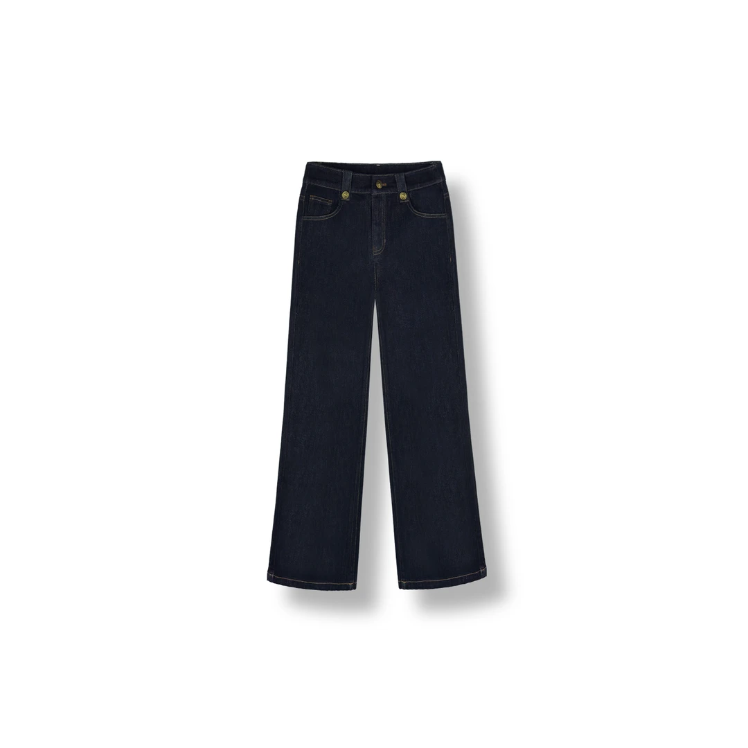 25ss秋冬新款复古蓝时尚高腰阔腿裤牛仔裤（9CY5520018-772）