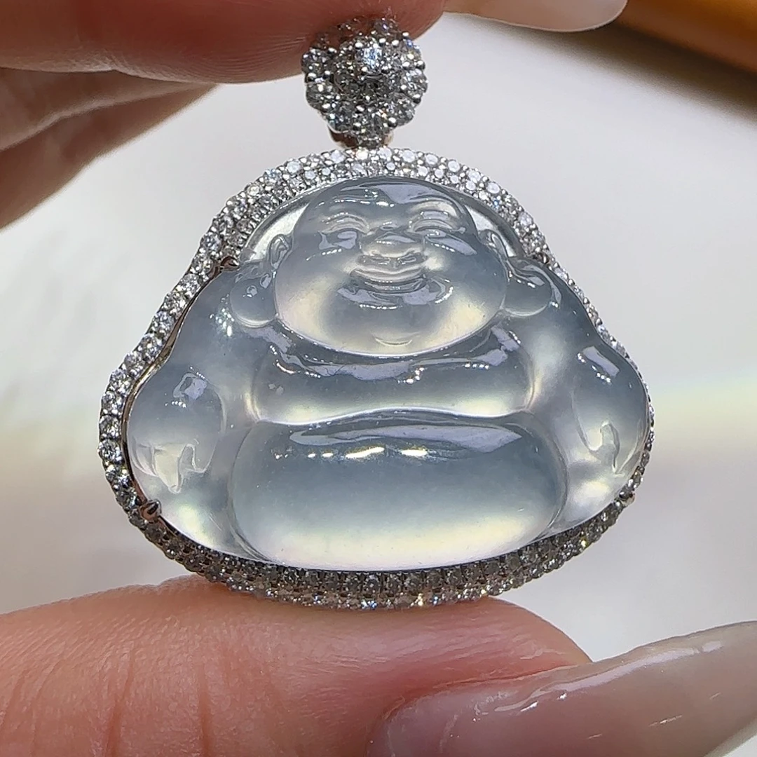 翡翠18K金镶嵌耳饰天然翡翠