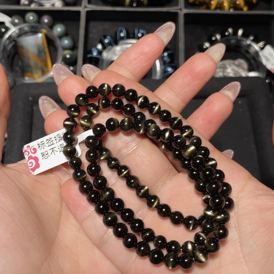 息***王黑曜岩未镶嵌手链