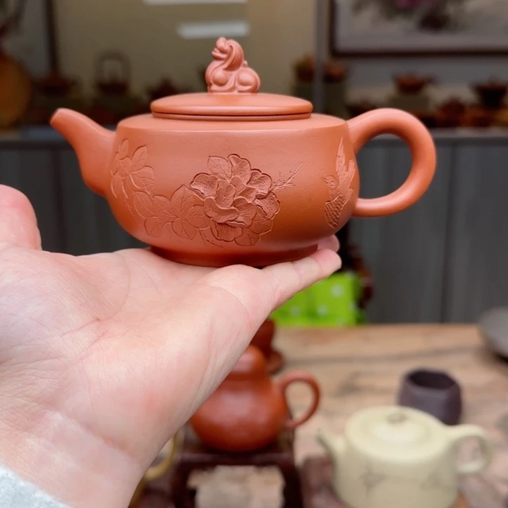 紫砂茶壶逍***女红泥200 C C早期微瑕