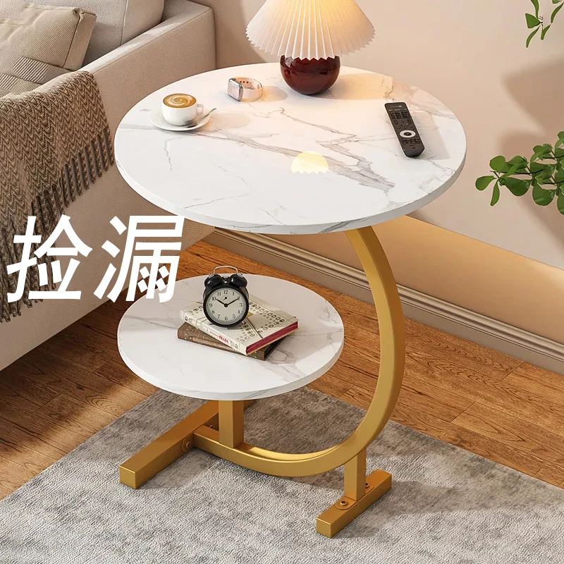 轻奢双层边几圆形茶几简约意式创意北欧小茶几角几客厅家用床头柜