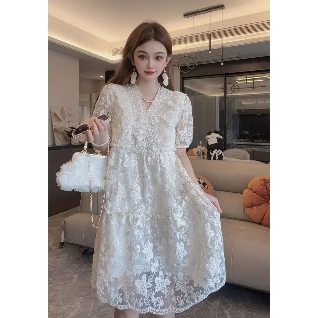 【半夏专属】2025夏季新款女装高端大牌连衣裙新款重工裙子8282