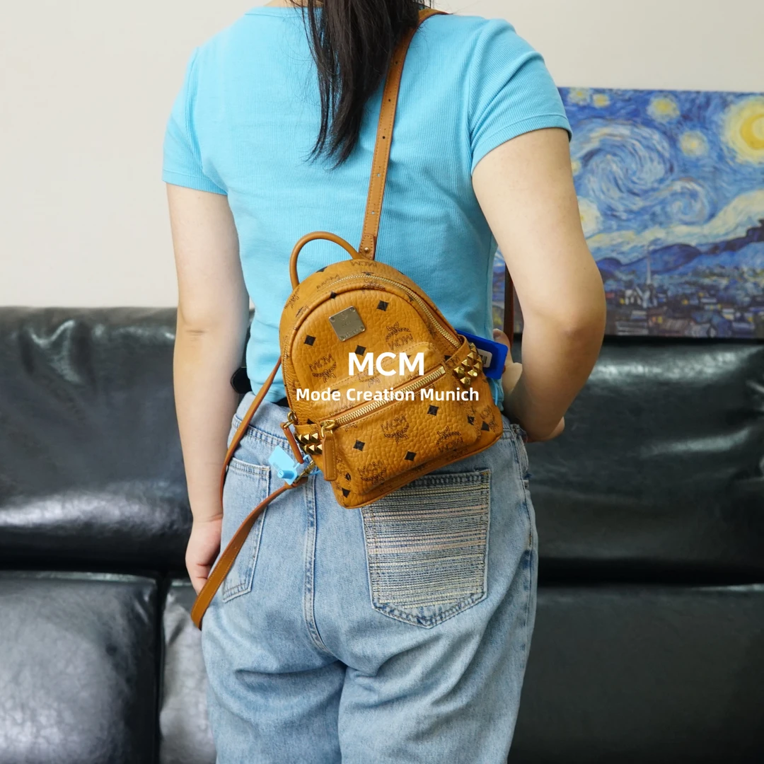 95新 MCM 干邑色双肩包/SD04629591/9591