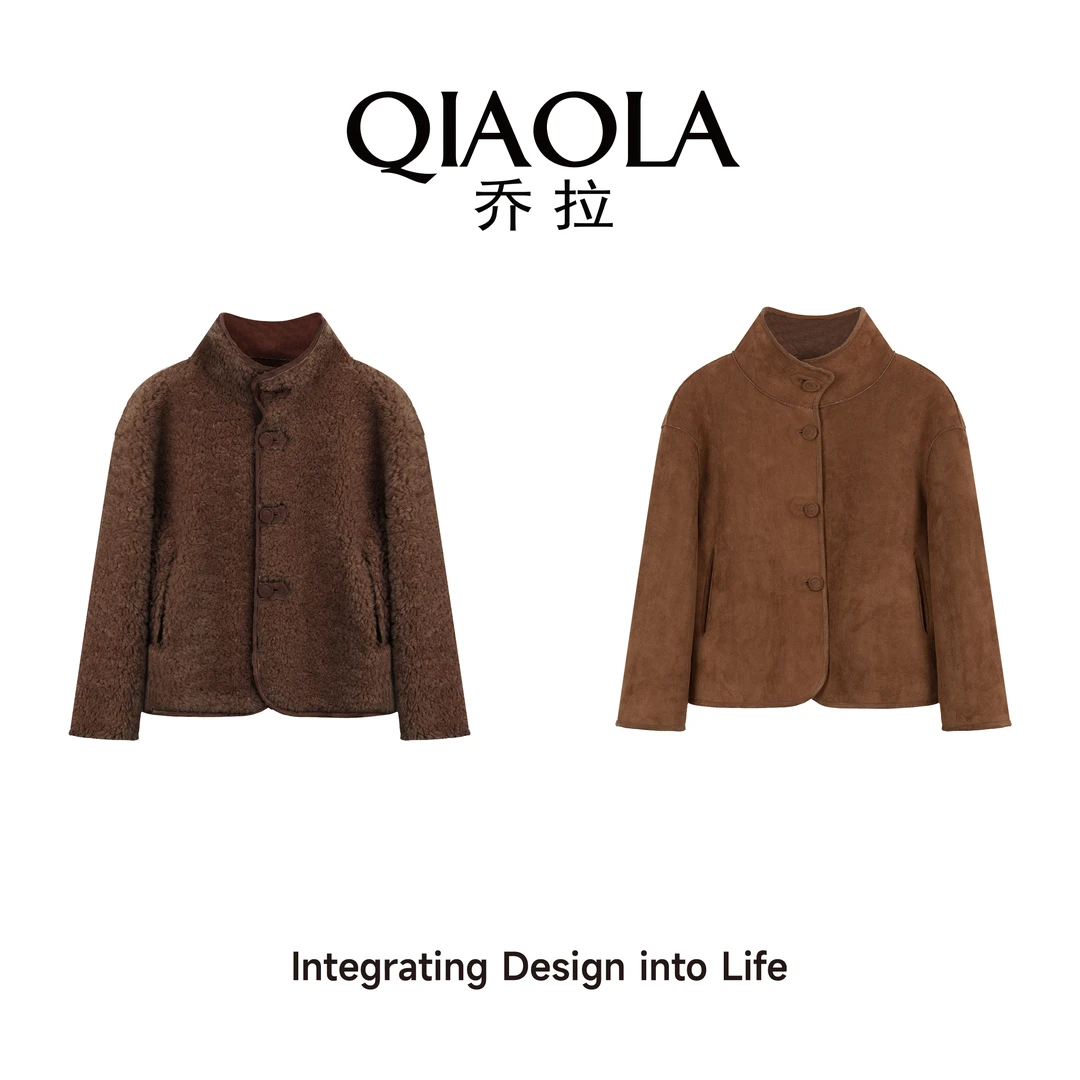 QIAOLA/乔拉【小熊曲奇】秋冬季仿皮毛两面穿休闲百搭短外套预售
