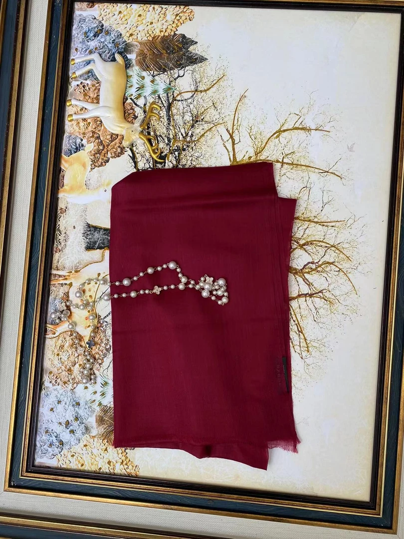 酒红色400支纯色戒指绒羊绒围巾