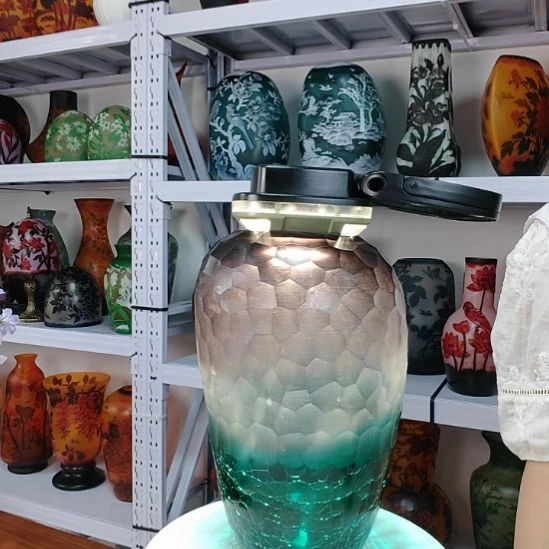 琉璃手工艺品【4】磨刻琉璃花瓶