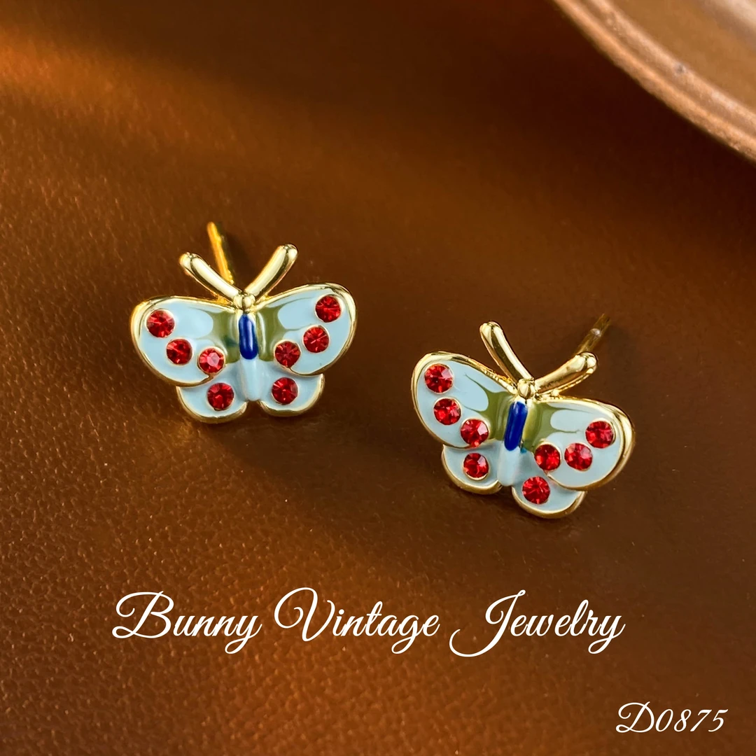 镀K金 D0553意【彩蝶】手绘 Italy Mius 缪斯蝴蝶 耳钉