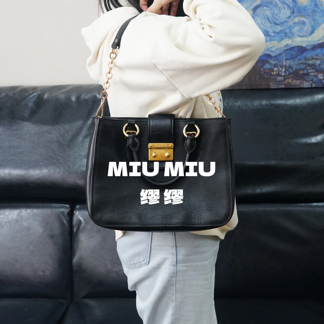 95新 MIU MIU/缪缪 黑金单肩包/HD12623009/3009