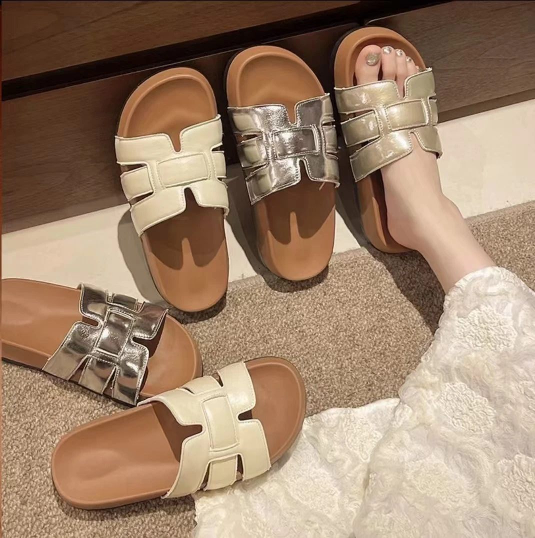 厚底时尚韩版简约超火凉拖鞋女外穿2025夏季透气编织网红勃肯拖鞋