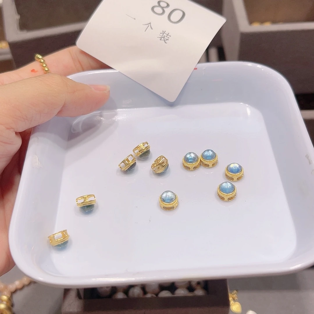 水晶珠宝半成品银S925镀金镶嵌80