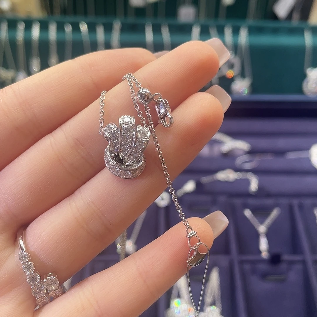 铂Pt950镶嵌颈饰实验室培育钻石钻石项链8.69g