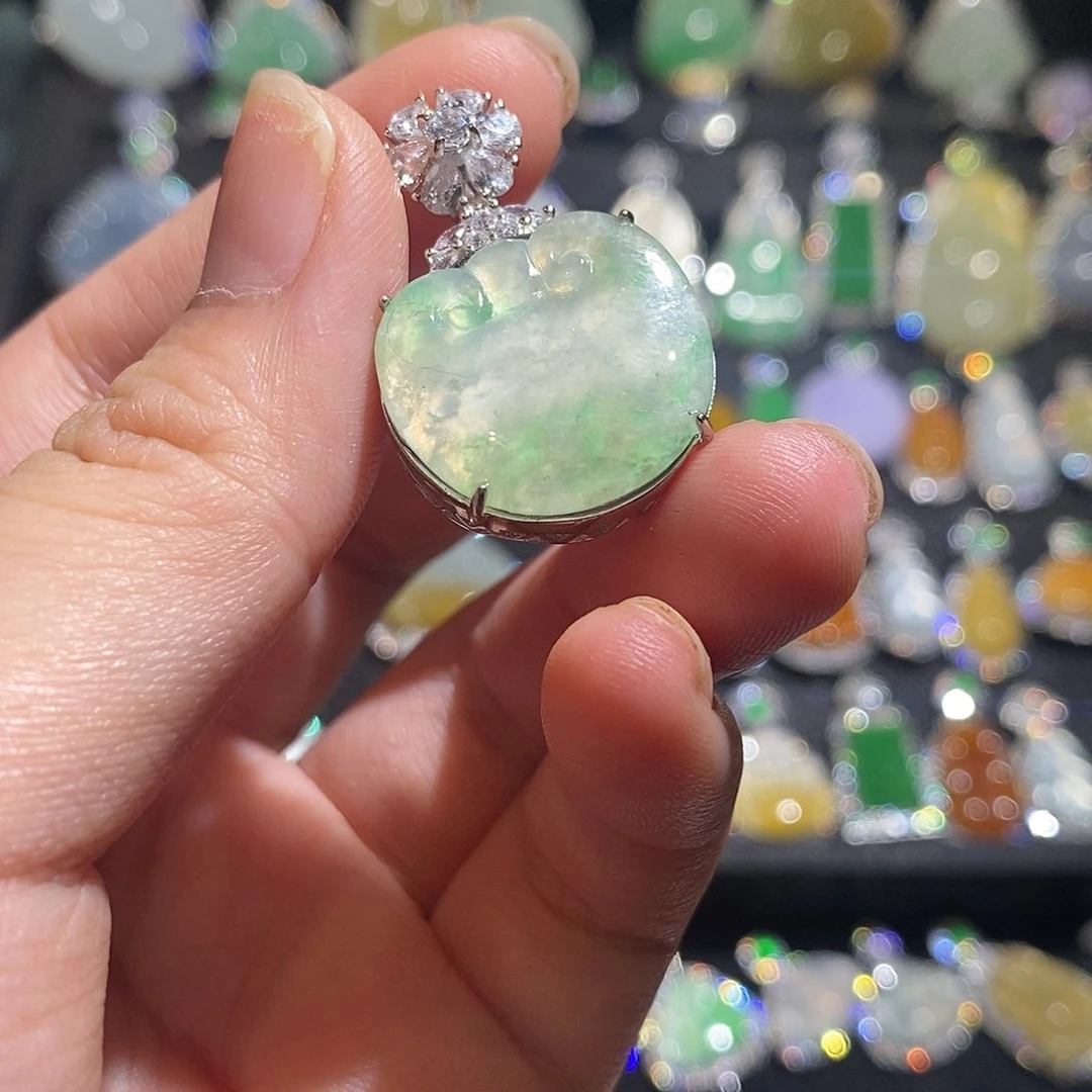 颈饰银S925镶嵌翡翠天然翡翠