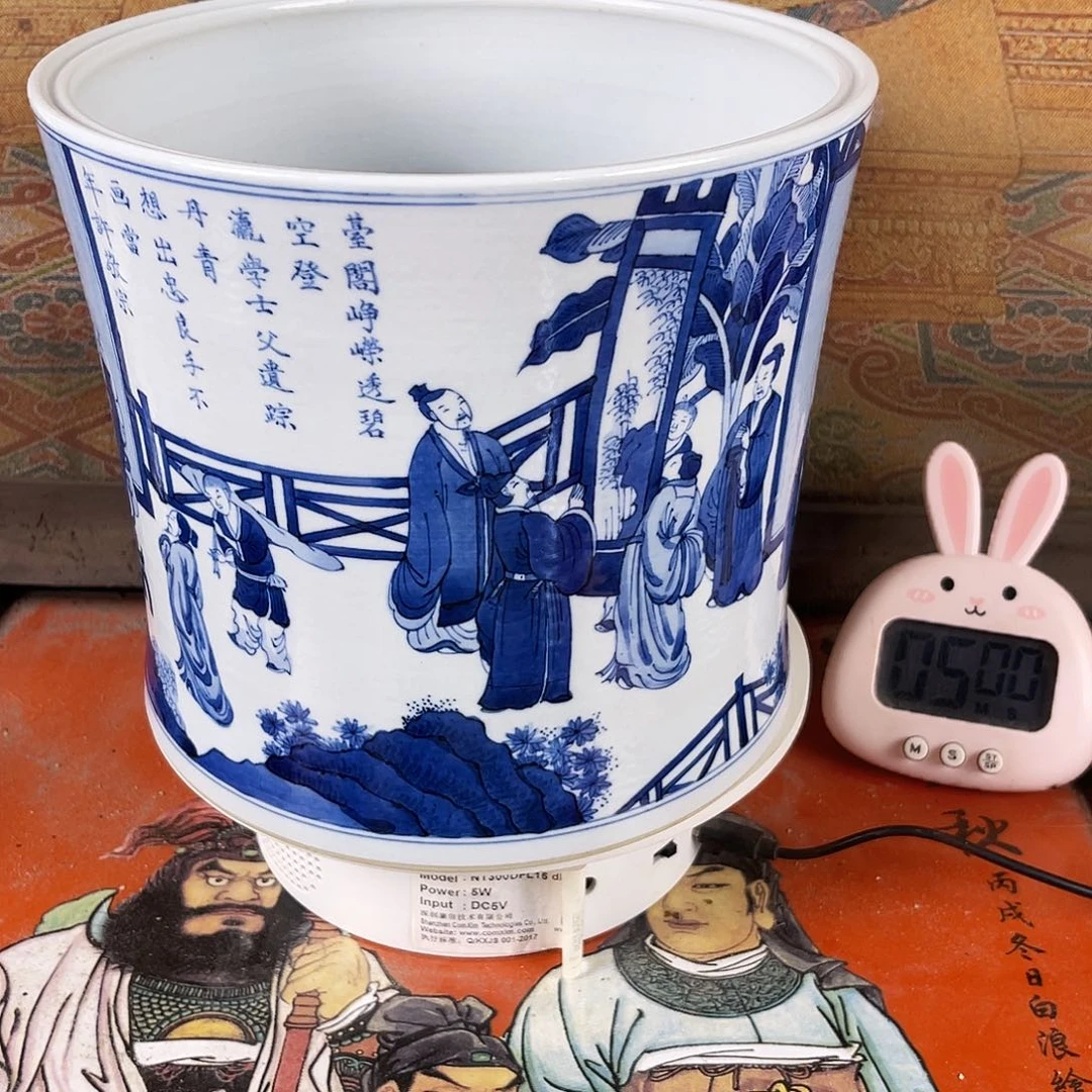 摆件宾**语青花瓷笔筒摆件11