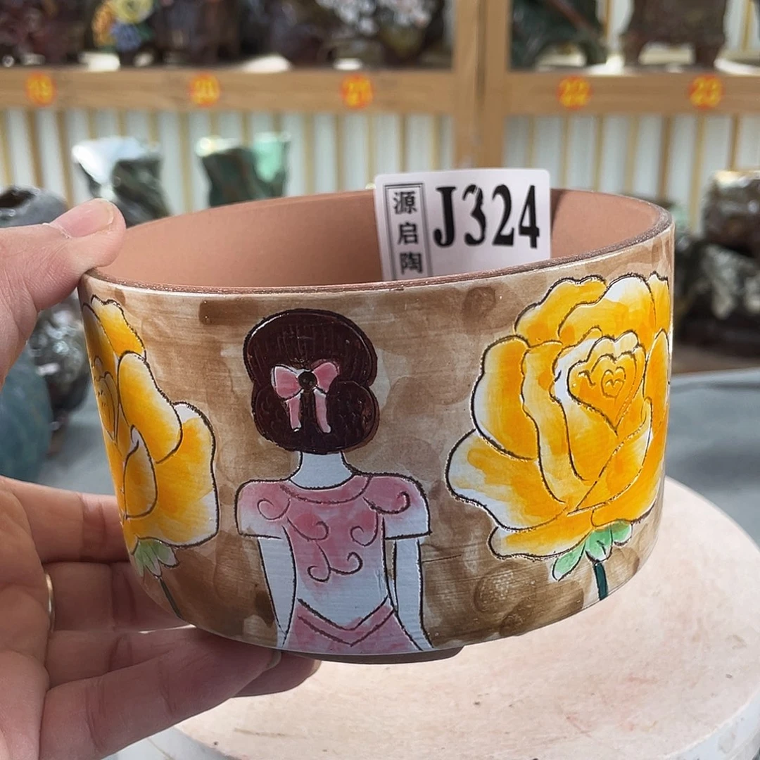 紫砂花盆景德镇陶瓷多肉花324