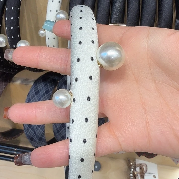 铁合金皮质波点珍珠发箍16