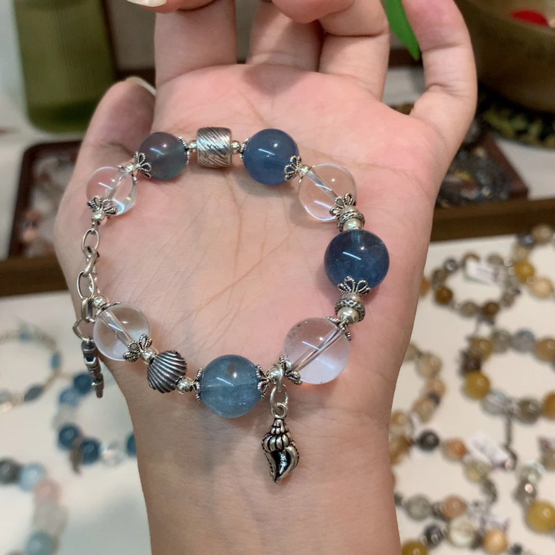 银S925镶嵌手链烟晶