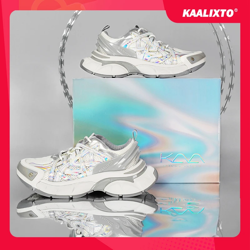 【夏上新】Kaalixto镭射银跑鞋老爹鞋国潮经典百搭运动国潮经典百搭