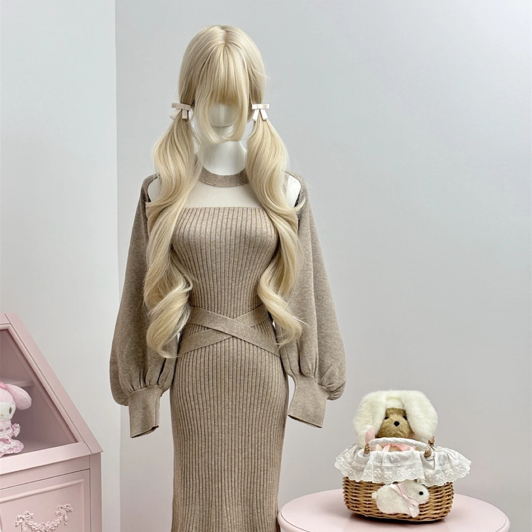 银座muse裙 日系系带罩衫 无袖背心针织连衣裙两件套