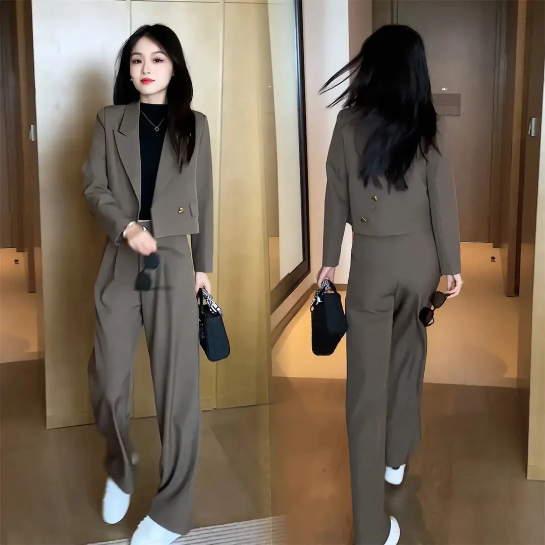 0239西装套装女秋季2024新款小个子洋气西服外套休闲裤职业两件套