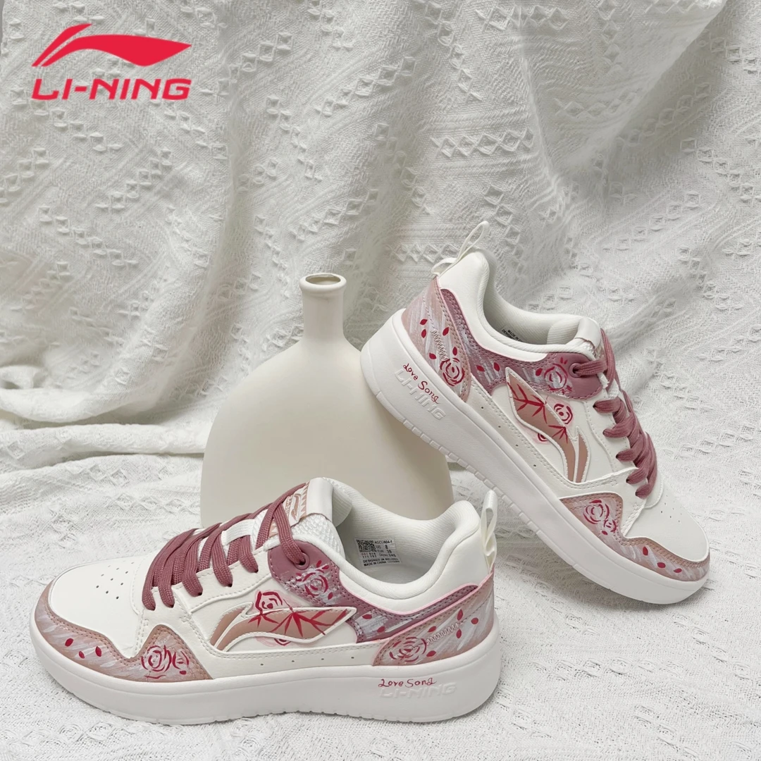 【定制板鞋】李宁行初2.0 玫瑰之恋女款板鞋2025夏季ins潮流休闲鞋
