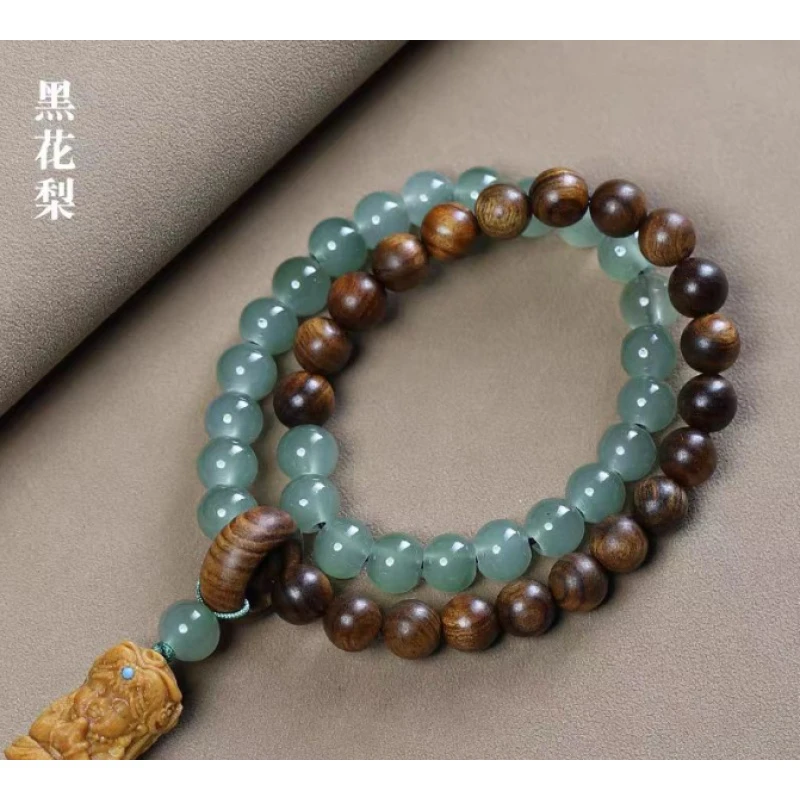 S0537-黄花梨8mm半山半水双圈手串