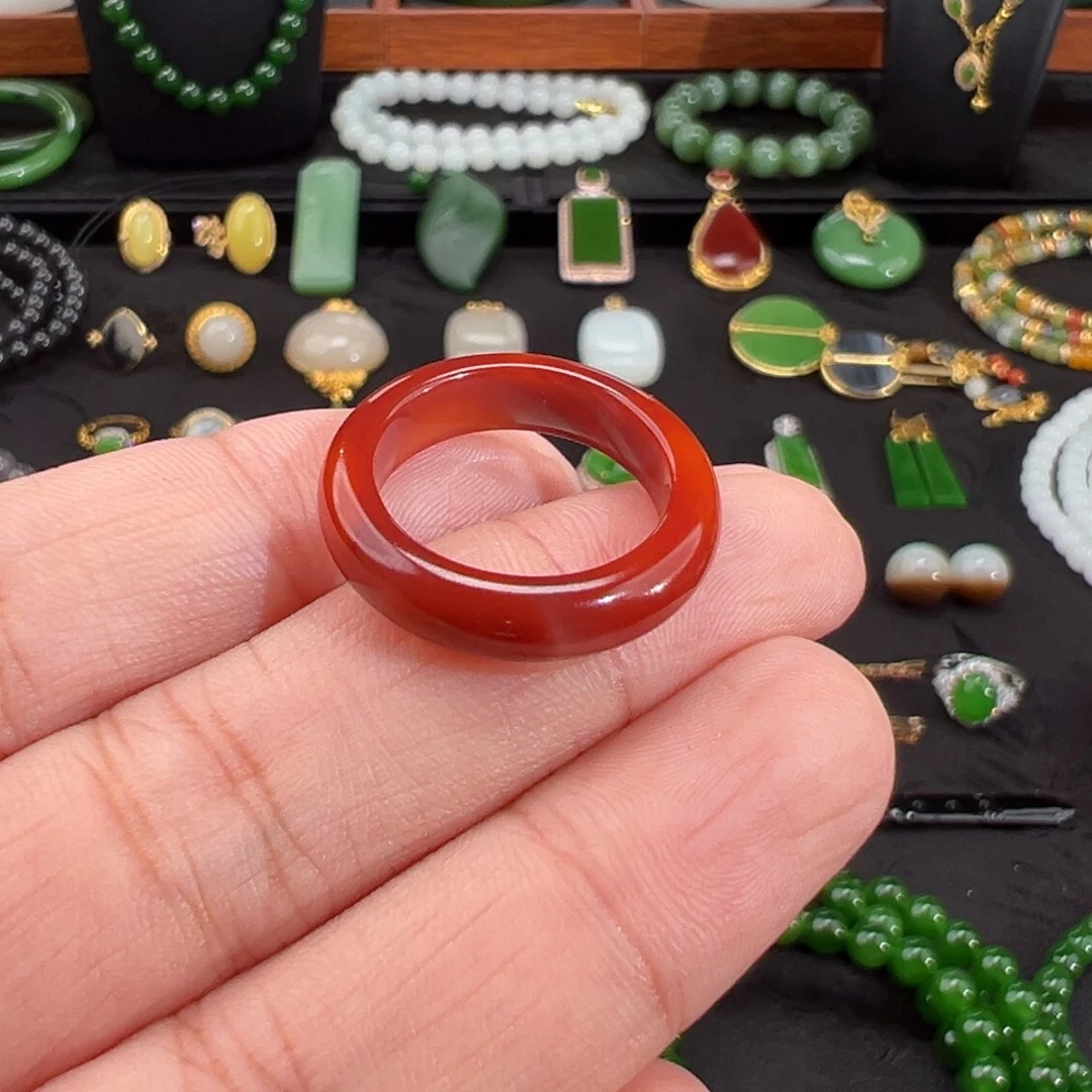 南红玛瑙未镶嵌戒圈原矿南红无注胶戒圈