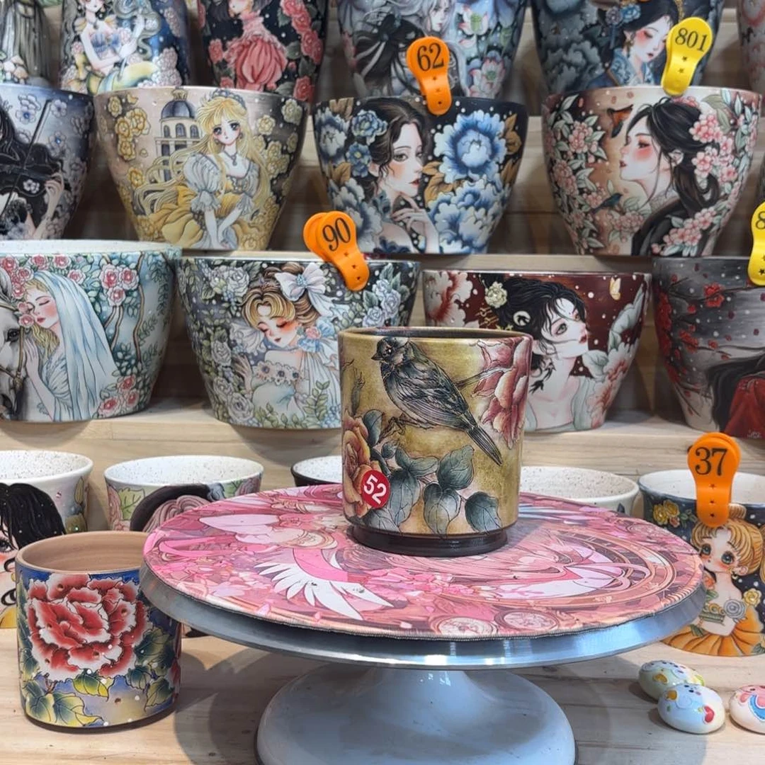 紫砂花盆景德镇手绘花盆陶瓷9/11