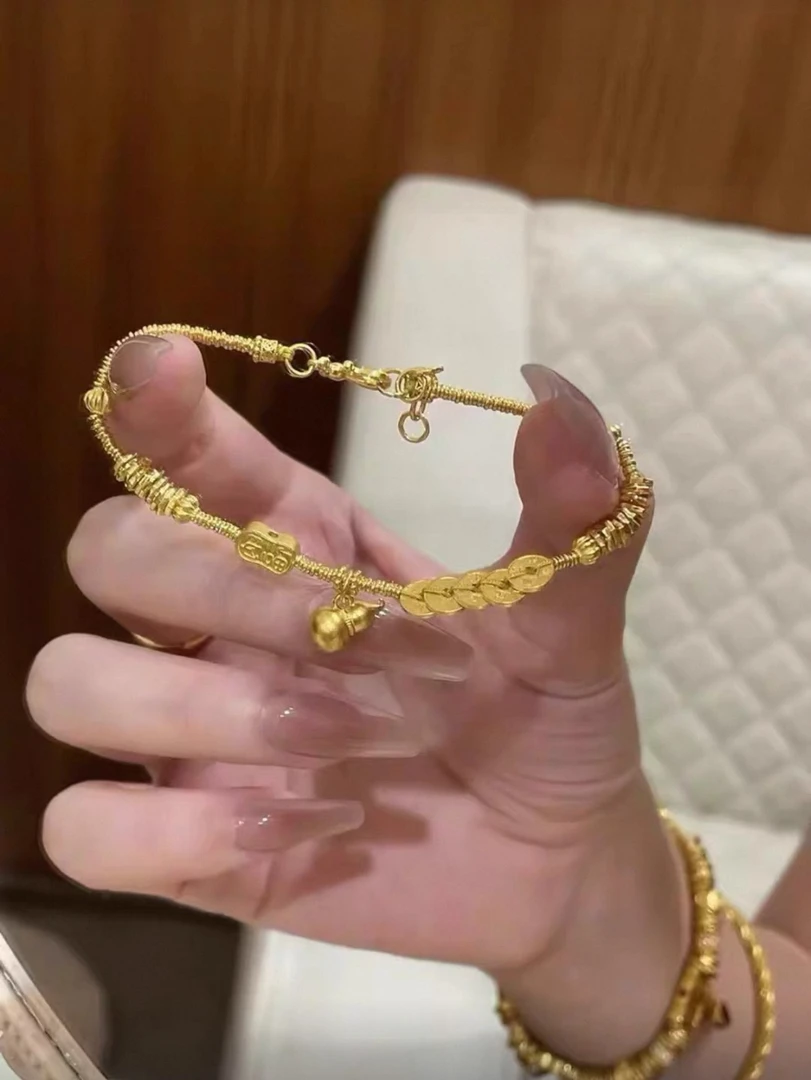 足银手链 999纯银五帝币铜钱盘缠葫芦手链女2025七夕节送女友礼物