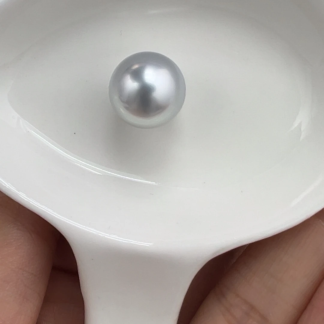 12.8mm铂金灰裸珠未镶嵌海水珍珠
