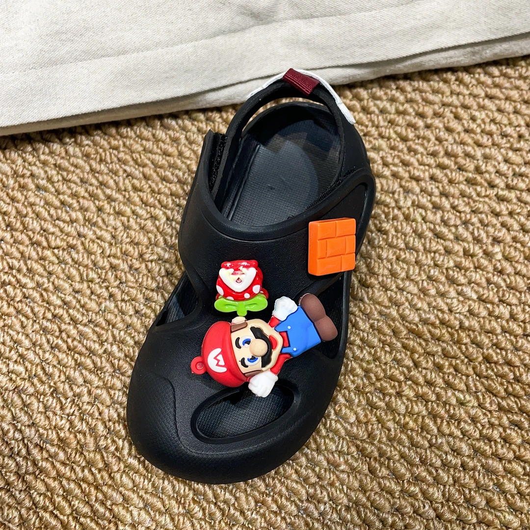 【马里奥】左左家夏季新款潮牌儿童软底包头凉鞋男女童洞洞鞋沙滩鞋