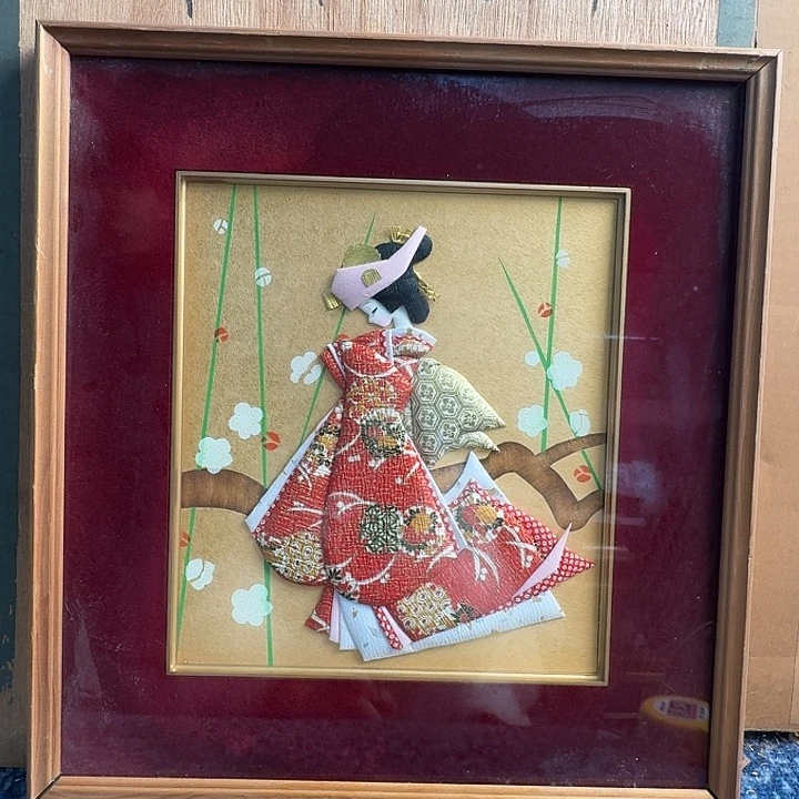 中古框画有瑕疵破损已拍