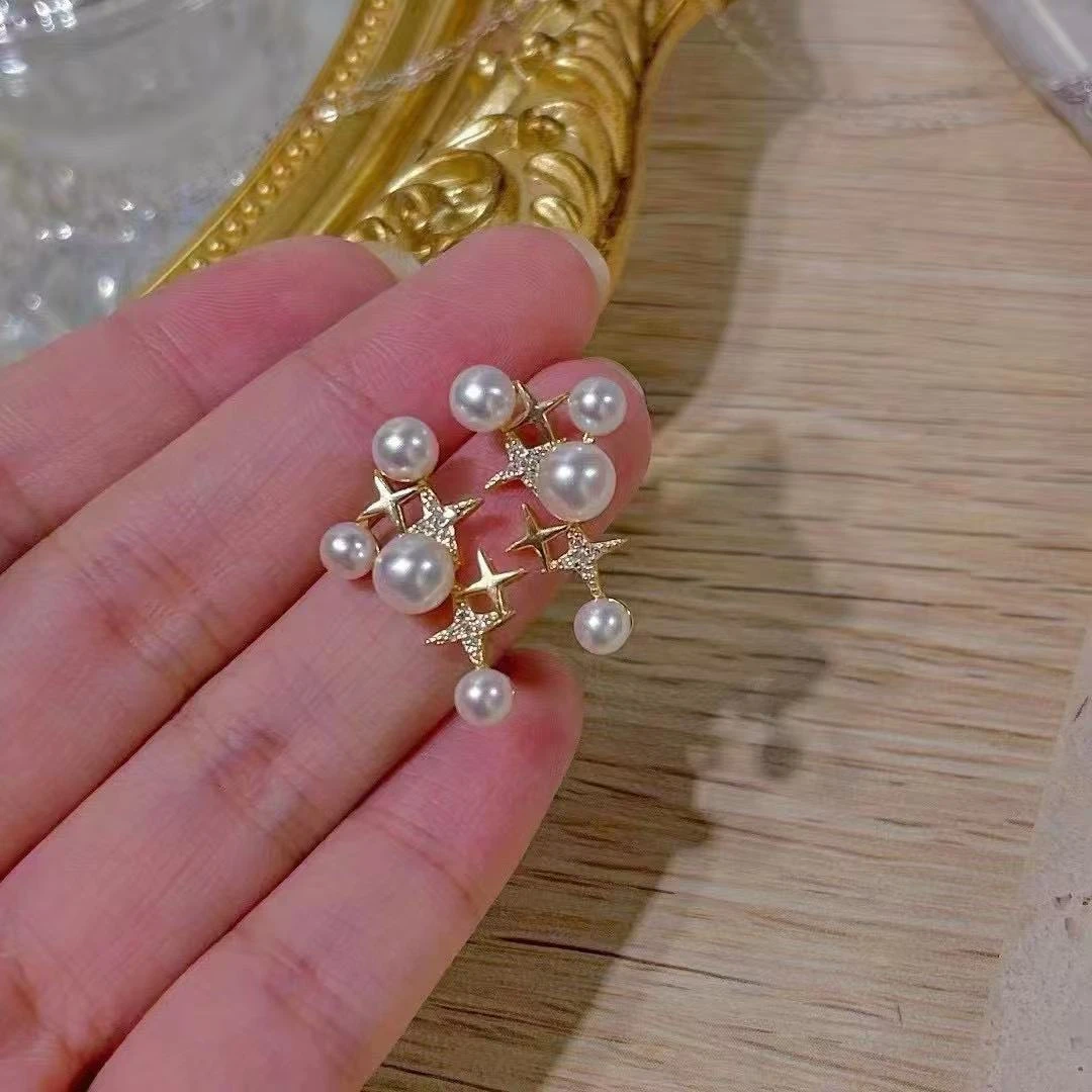 天然淡水珍珠耳环复古气质新潮，款群星璀璨洒落银河