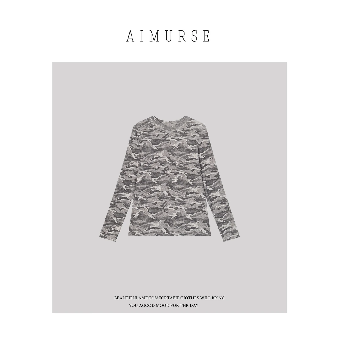AIMURSE【迷彩T】小众设计师 冬季保暖时髦迷彩休闲T恤 AM70253