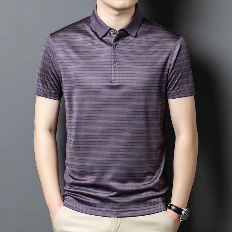 【6A级可机洗白玉桑蚕丝】男士短袖t恤2025夏季新款商务polo衫ZL261